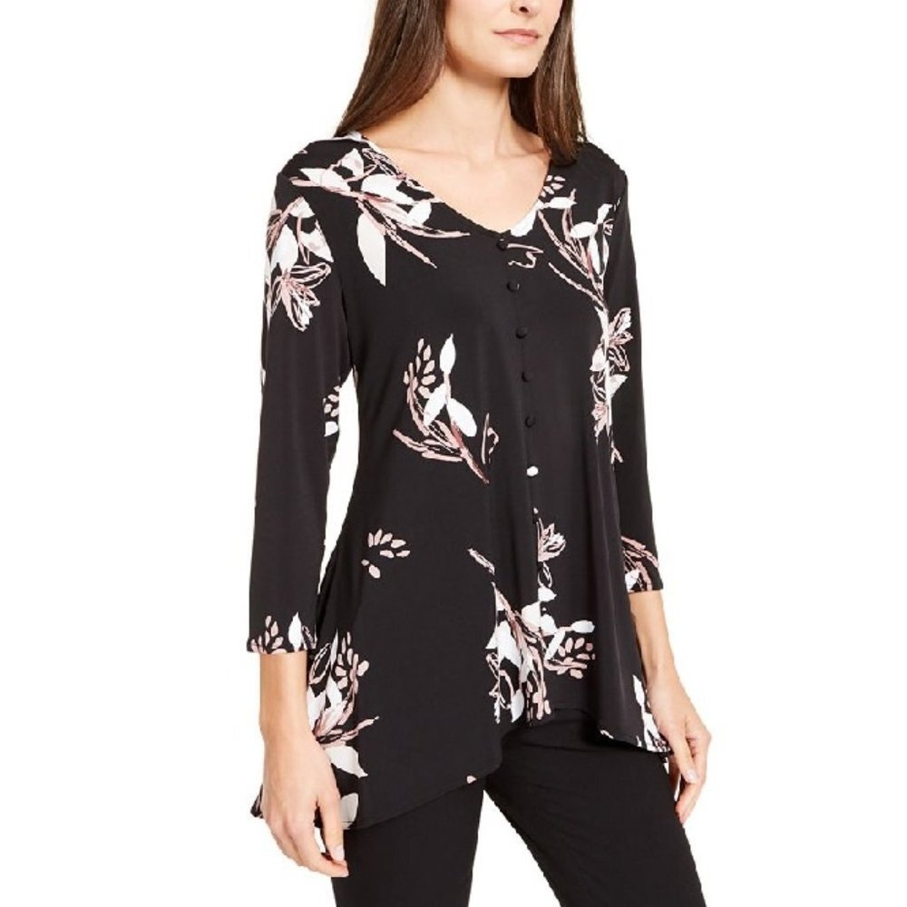 Alfani Printed V-Neck Top
